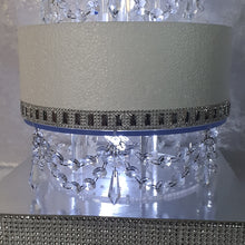 Load image into Gallery viewer, Glass slipper cake divider plus 2 crystal dividers - set of 3 pieces 8&quot; 10&quot; 12&quot; with LED lights. by Crystal wedding uk
