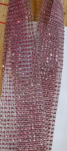 Blush Rhinestone ribbon, Diamond Mesh, Diamante Bling, Crystal trim 1 METER cake trim. by Crystal wedding uk