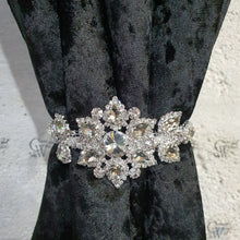 Load image into Gallery viewer, Crystal Tie Backs, Slim Curtains hold backs, magnetic holder . Custom made to order by Crystal wedding uk
