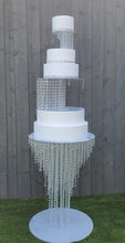 Load image into Gallery viewer, Tall floor cake table Crystal Chandelier Cake Stand Set: LED Wedding Cake Separators
