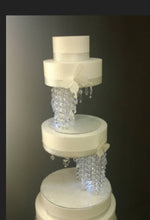 Load image into Gallery viewer, Crystal cake stand + 2 separators chandelier wedding cake with LED Lights,set of 3 pieces side bar Illusion 6&quot; 10&quot; 14&quot; by Crystal wedding uk
