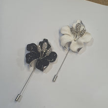 Load image into Gallery viewer, White flower wrist corsage and Boutonniere set wedding or Prom corsage. flower lily , Wedding Buttonhole Boutonnière by Crystal wedding uk
