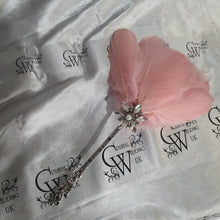 Load image into Gallery viewer, Blush feather Fan Bridesmaid bouquet fan for flower girl small wedding fan- ANY COLOUR by Crystal wedding uk
