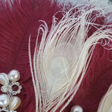 Load image into Gallery viewer, 16&quot; Feather Bridal brooch Bouquet Ostrich Big Feather Fan Bridal Bouquet Ivory Great Gatsby 1920&#39;s wedding Crystal wedding uk

