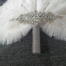 Load image into Gallery viewer, Set of 5 Feather Fan bouquets, Ostrich feathers,Great Gatsby wedding style 1920's - any colour as custom made by Crystal wedding uk
