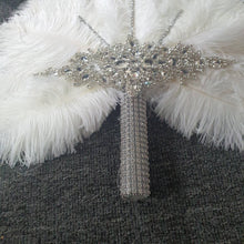 Load image into Gallery viewer, Set of 6 Feather Fan bouquets, Ostrich feathers,Great Gatsby wedding style 1920&#39;s - any colour as custom made by Crystal wedding uk
