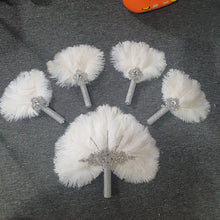 Load image into Gallery viewer, Set of 5 Feather Fan bouquets, Ostrich feathers,Great Gatsby wedding style 1920&#39;s - any colour as custom made by Crystal wedding uk
