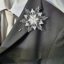 Load image into Gallery viewer, Crystal Snowflake Boutonniere: Winter Wedding Groom Accessory
