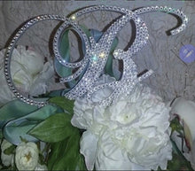 Load image into Gallery viewer, Real Crystal Letter 5&quot; cake topper. Front &amp; back both covered rhinestones,Cake Topper decor, Wedding rhinestone cake topper,any jewel letter
