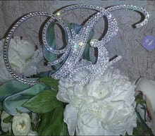 Load image into Gallery viewer, Swarovski Crystal Monogram Cake Topper: Custom Initial, 6" Tall
