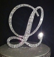 Load image into Gallery viewer, Crystal Rhinestone Letter Cake Topper: 4" Swarovski Monogram
