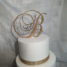 Load image into Gallery viewer, Crystal Rhinestone Letter Cake Topper: Gold Monogram Initial
