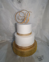 Load image into Gallery viewer, Crystal Rhinestone Letter Cake Topper: Gold Monogram Initial
