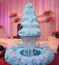 Load image into Gallery viewer, Chandelier Cake Stand 12″ LED Lights – Crystal Wedding Cake Display Stand – Luxury Acrylic &amp; Lights Cake Holder

