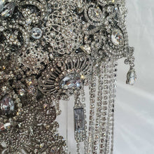 Load image into Gallery viewer, Crystal Brooch Wedding Bouquet: 7" Cascade Jewel Bridal Bouquet
