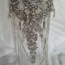 Load image into Gallery viewer, Crystal Brooch Wedding Bouquet: 7" Cascade Jewel Bridal Bouquet
