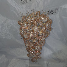 Load image into Gallery viewer, Gold Rhinestone Crystal Bridal Bouquet: Sparkling Wedding Accessory
