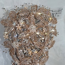 Load image into Gallery viewer, Gold Rhinestone Crystal Bridal Bouquet: Sparkling Wedding Accessory
