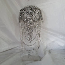 Load image into Gallery viewer, Luxury Brooch bouquet.7&quot; Jewel crystal wedding bouquet, Bridal Brooch Bouquet,cascade Jewel bouquet by Crystal wedding uk
