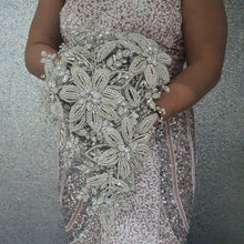 Load image into Gallery viewer, Crystal Bridal Brooch Bouquet: Silver Rhinestone Wedding Bouquet
