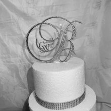 Load image into Gallery viewer, Swarovski Crystal Letter 8&quot; monogram lnitial, EXTRA LARGE rhinestone Cake Topper decor, Wedding cake topper jewel letters decorations.
