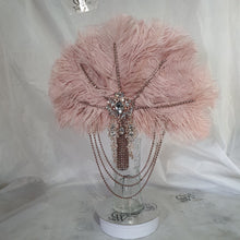 Load image into Gallery viewer, Blush feather fan bouquet cascade, pink Great Gatsby wedding style 1920&#39;s - any colour as custom made by Crystal wedding uk
