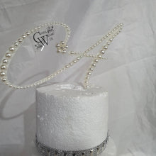 Load image into Gallery viewer, Pearl cake topper. monogram linitials. pearl Cake decor, Wedding cake topper jewel letters decorations surname
