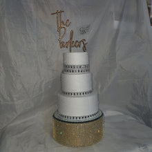 Load image into Gallery viewer, Gold Crystal Wedding cake stand, Rhinestone cake base Rhinestone Diamante Diamonte - REAL rhinestones by Crystal wedding uk
