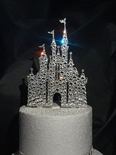 Load image into Gallery viewer, Castle Cake topper -large size, Swarovski crystal elements - FAIRYTALE CASTLE design, Cake decoration by Crystal wedding uk
