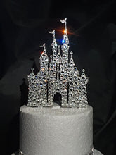 Load image into Gallery viewer, Castle Cake topper -large size, Swarovski crystal elements - FAIRYTALE CASTLE design, Cake decoration by Crystal wedding uk
