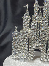 Load image into Gallery viewer, Castle Cake topper -large size, Swarovski crystal elements - FAIRYTALE CASTLE design, Cake decoration by Crystal wedding uk
