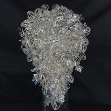 Load image into Gallery viewer, Diamante bouquet 12"x 16" brooch Jewel rhinestone crystal wedding bouquet Crystal Bridal Bouquet, cascade bouquet by Crystal wedding uk

