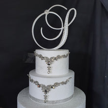 Load image into Gallery viewer, Crystal Pearl Monogram Cake Topper: Rhinestone Initial, 8" Jewel Letter

