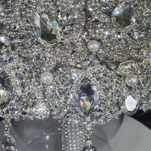 Load image into Gallery viewer, Silver Crystal Brooch Bouquet: Jeweled Wedding Bouquet
