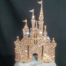 Load image into Gallery viewer, Castle Cake topper -rose-gold Swarovski crystal elements - FAIRYTALE CASTLE design, Cake decoration by Crystal wedding uk
