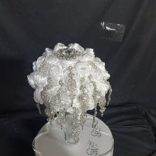 Load image into Gallery viewer, BROOCH BOUQUET trailing brooch bouquet Alternative jewel wedding bouquet. - Silver, rose gold or Gold tone by Crystal wedding uk
