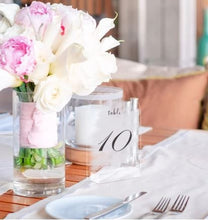 Load image into Gallery viewer, Wedding Table Numbers,Arched Table Numbers Printed Acrylic Table sign, Custom Wedding Reception Sign, Wedding Signs, by Crystal Wedding UK
