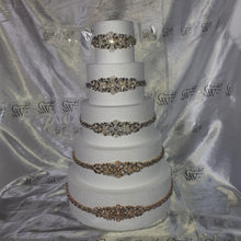 Load image into Gallery viewer, CAKE BROOCH crystal rhinestone &amp; pearl cake decoration 1 yard - Silver or Gold by Crystal Wedding UK
