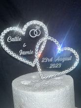 Load image into Gallery viewer, Rose gold Crystal heart Cake topper, perdonalised 6&#39;&#39; [ Entwined hearts -personalised cake topper bling cake topper [ rhinestone cake topper
