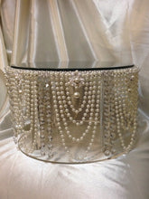Load image into Gallery viewer, Pearl Wedding Cake Stand: GATSBY ART DECO . Floating Acrylic Base, Custom Sizes
