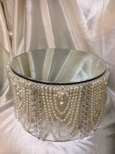 Load image into Gallery viewer, Pearl Wedding Cake Stand: GATSBY ART DECO . Floating Acrylic Base, Custom Sizes
