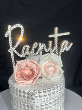 Load image into Gallery viewer, Stunning Crystal Cake topper, 6&#39;&#39; in any Letter,personalised name cake topper, rhinestone bling, pearls cake topper
