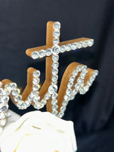 Load image into Gallery viewer, Stunning Crystal Cake topper, 6&#39;&#39; in any Letter,personalised name cake topper, rhinestone bling, pearls cake topper

