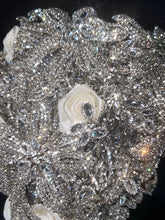 Load image into Gallery viewer, Diamante bouquet, rose &amp; brooch Jewel rhinestone crystal wedding bouquet Crystal Bridal Bouquet, rose cascade bouquet Crystal wedding uk

