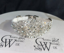 Load image into Gallery viewer, Personalised Luxury Velvet Dog Collar: Silver Rhinestones &amp; Pearls, Wedding Pet Collar
