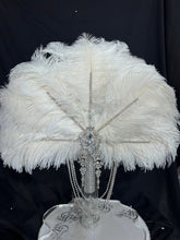 Load image into Gallery viewer, 20" Wedding feather fan,ostrich fan, wedding hand fan, Great Gatsby any colour -custom made to order by Crystal Wedding UK
