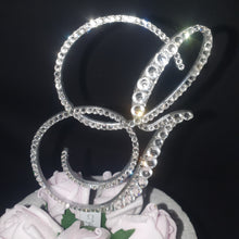 Load image into Gallery viewer, Real Crystal Letter 5&quot; cake topper. Front &amp; back both covered rhinestones,Cake Topper decor, Wedding rhinestone cake topper,any jewel letter
