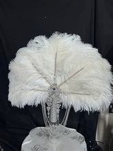 Load image into Gallery viewer, 20" Wedding feather fan,ostrich fan, wedding hand fan, Great Gatsby any colour -custom made to order by Crystal Wedding UK
