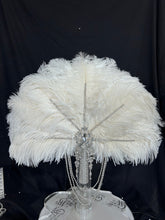 Load image into Gallery viewer, 22&quot; Wedding feather fan,ostrich fan, wedding hand fan, Great Gatsby any colour -custom made to order by Crystal Wedding UK
