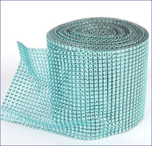 Load image into Gallery viewer, Aqua Diamante ribbon, Crystal effect cake trim, BUY 1 GET 1 FREE diamond mesh, bling mesh 1 Meter cake trim. by Crystal wedding uk
